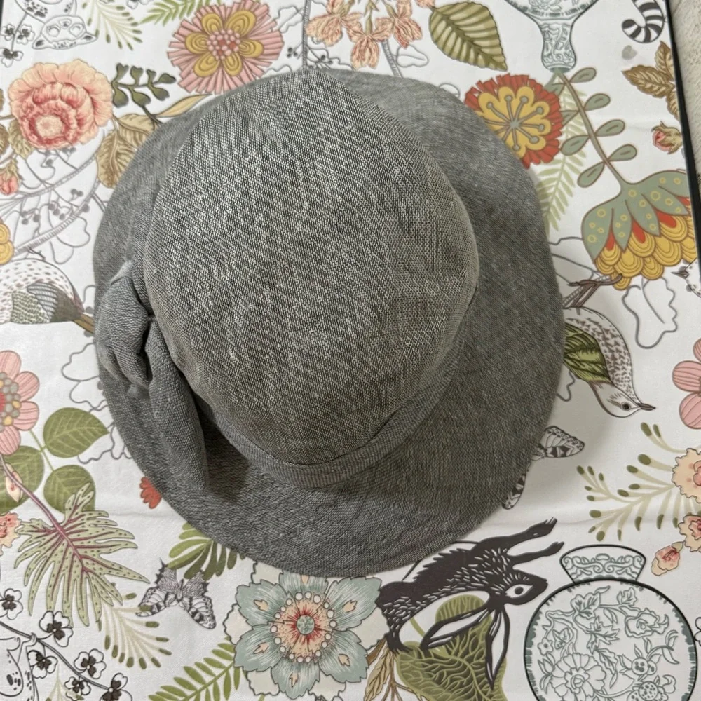 Ellen Tracy Gray Cloche Hat with Floral Accent